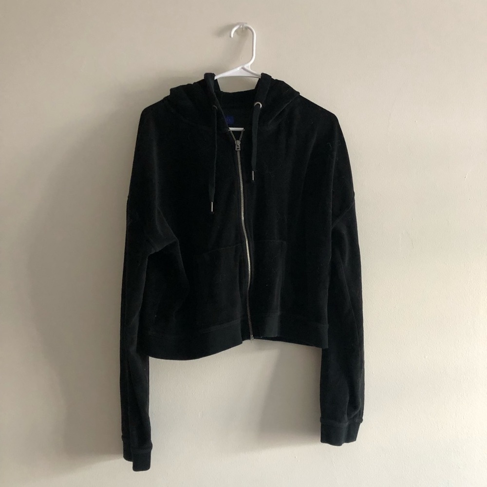 Velvet Cropped Sweatshirt